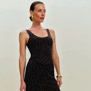 Reformation Elina Satin Dress Black - Size 6